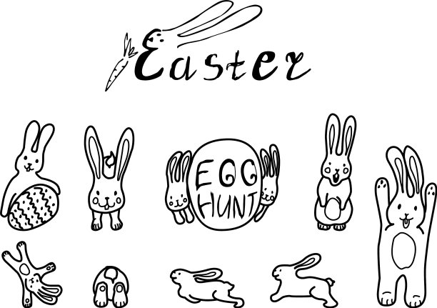 搭配有趣的兔子和鸡蛋图片下载