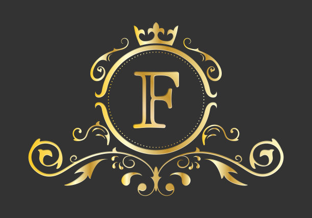 金色风格化字母f拉丁字母表图片下载