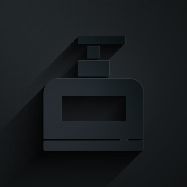 剪纸瓶洗发水图标孤立在黑色图片下载