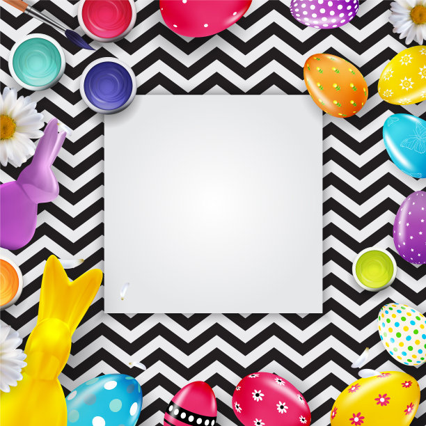 复活节海报模板与3d逼真的复活节图片下载