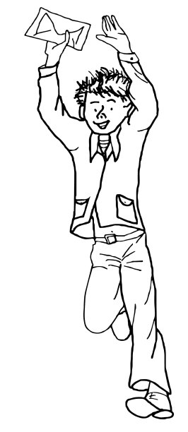 想象一个快乐的男孩手里拿着一封信图片下载