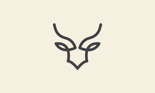 线条艺术现代造型鹿头动物标志图标图片下载