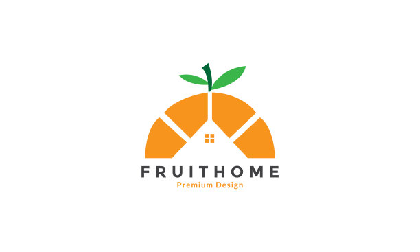 抽象水果橙与家标志图标象征图片下载