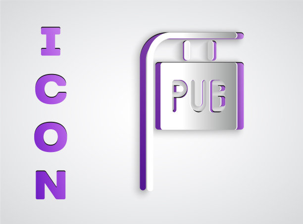 剪纸街标牌上有酒吧的题字图片下载