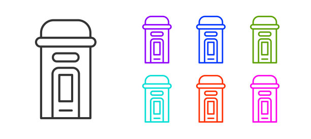 黑线伦敦电话亭图标孤立图片下载