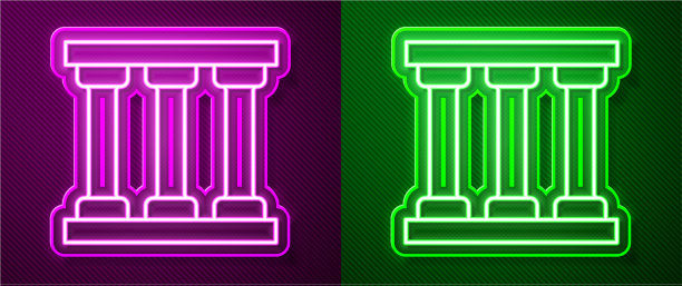 发光的霓虹灯线监狱窗口图标隔离图片下载