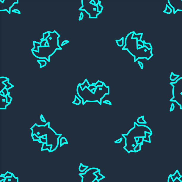 绿线破碎的储蓄罐图标孤立图片下载