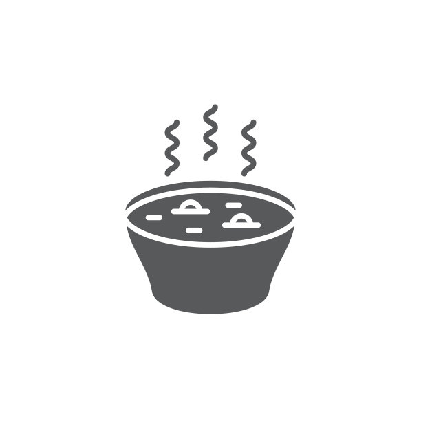 热汤碗图标颜色线轮廓标志线性图片下载
