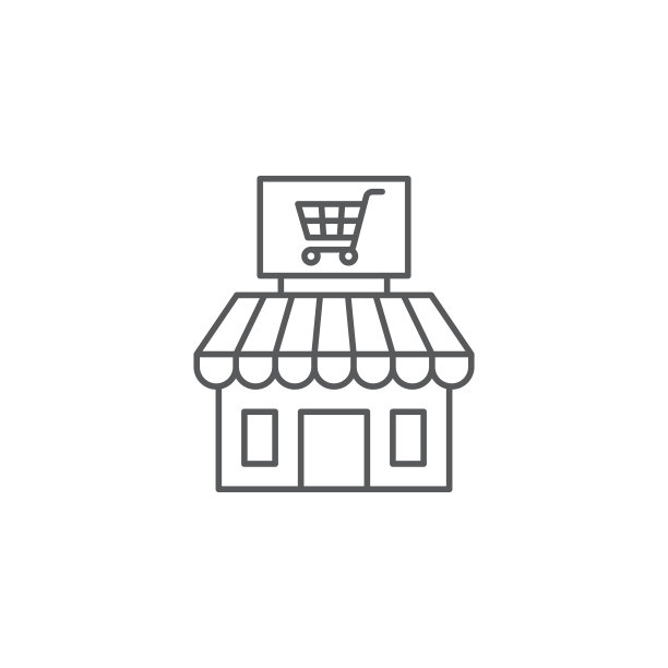 市场商店彩色线性轮廓标志图片下载