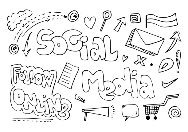 线条艺术涂鸦卡通设置对象和图片下载