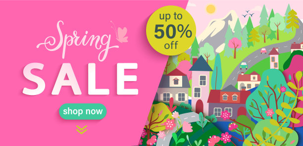 春天的风景，春天的销售横幅图片下载