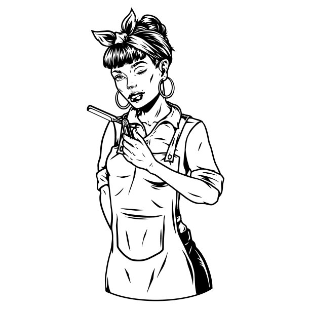 漂亮的眨眼女理发师图片下载