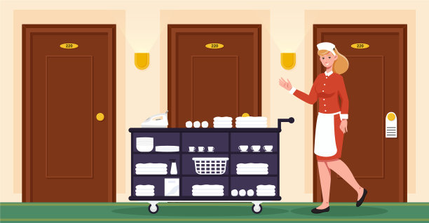 酒店女员工制服清洁酒店房间图片下载