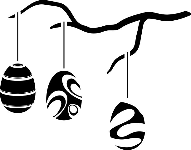 复活节彩蛋挂在树枝上的图标图片下载