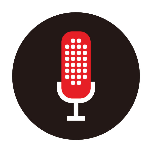 现代点麦克风图标或标志上的黑色圆圈图片下载