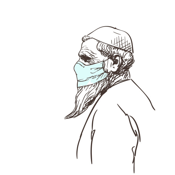 老穆斯林男子在医疗面罩与长图片下载