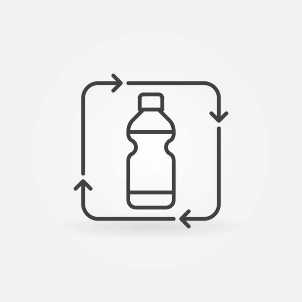 塑料瓶回收概念线图标图片下载