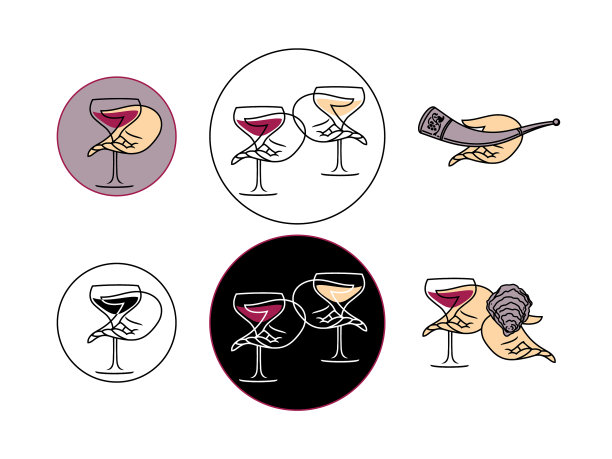 葡萄酒概念收集为一个标志上的白色图片下载