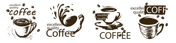 设置绘制的咖啡杯标识在白色图片下载