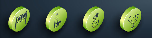 设置等距酒吧间门和威士忌酒瓶图片下载