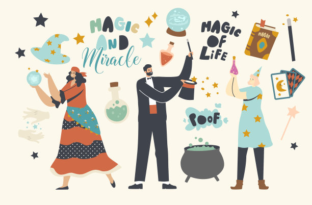 马戏团的魔术师用大礼帽表演魔术图片下载