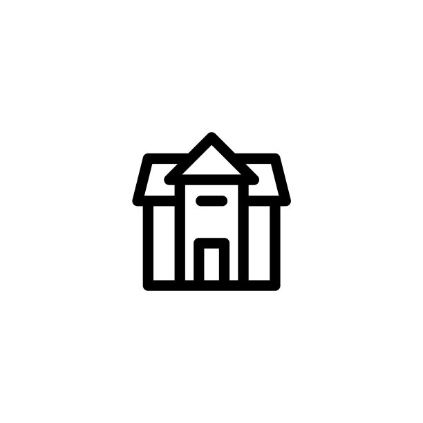 学校建筑图标与轮廓风格图片下载