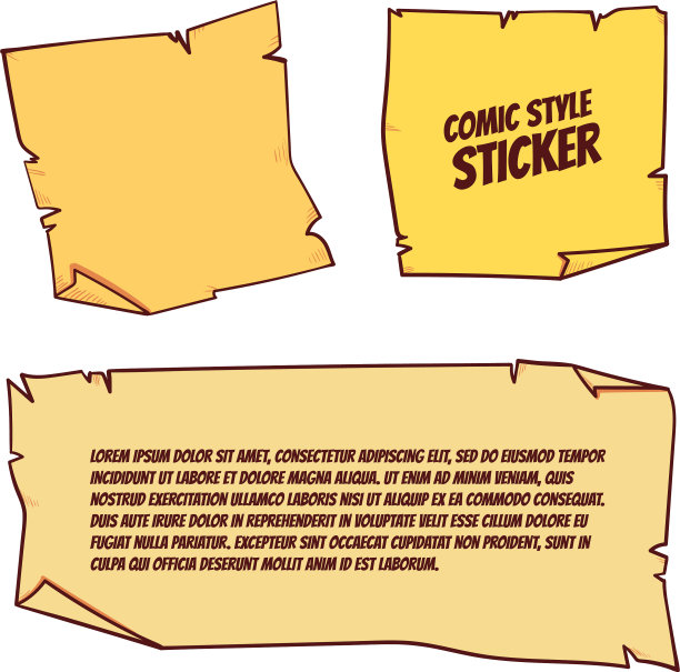 边缘粗糙的漫画风格贴纸图片下载