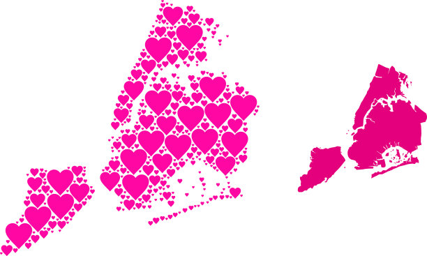 粉色爱拼贴地图纽约市图片下载