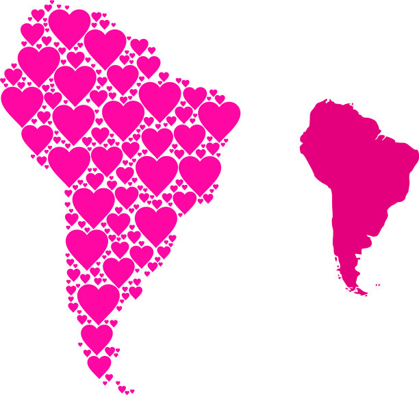 粉色可爱的南美马赛克地图图片下载