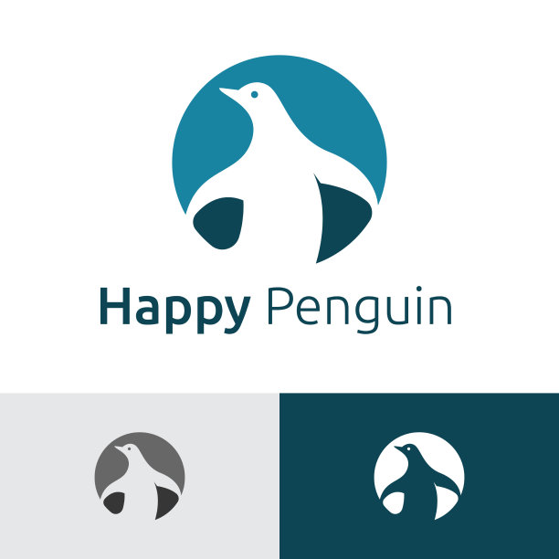 快乐企鹅圈负空间风格标志图片下载