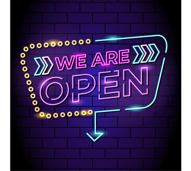 霓虹我们是开放的标志图片下载