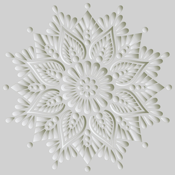 曼陀罗图案白色3d渐变好心情图片下载