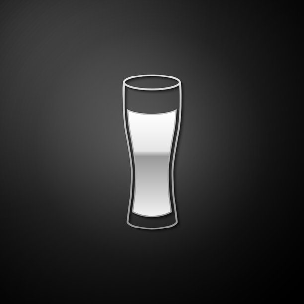 银色玻璃啤酒图标孤立在黑色图片下载