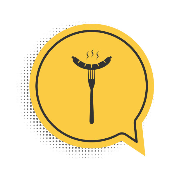 黑香肠叉与蒸汽图标隔离图片下载