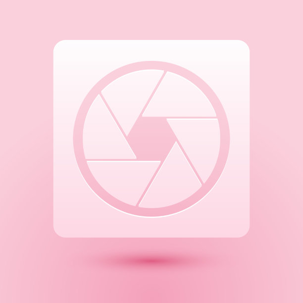 剪纸相机快门图标隔离在粉红色图片下载