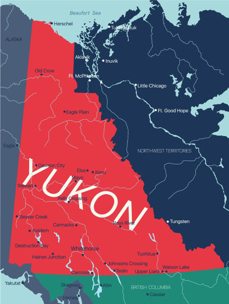 育空地区可编辑地图加拿大图片下载