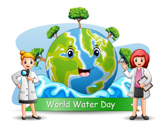 世界水日的背景设计与两个少年图片下载