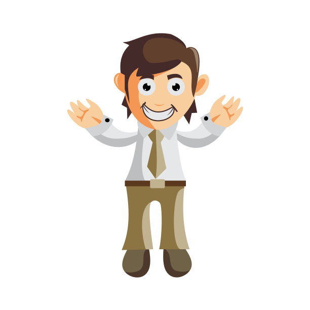 商人手欢迎卡通人物图片下载
