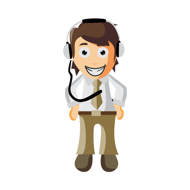 商人用耳机卡通人物图片下载