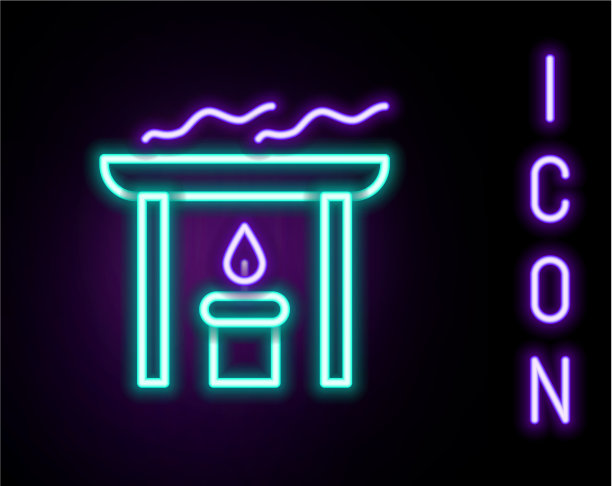 发光的霓虹灯线香气蜡烛图标孤立上图片下载