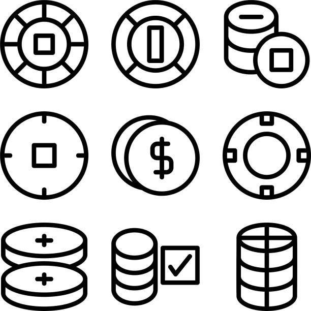 硬币图标或标志孤立标志符号图片下载