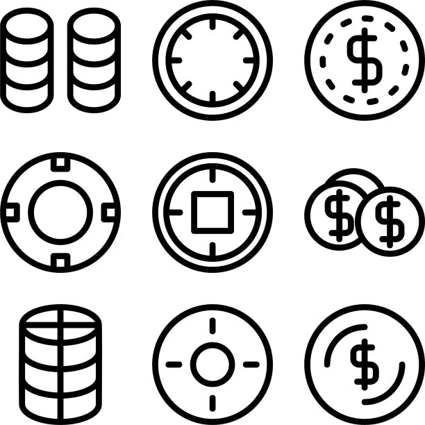 硬币图标或标志孤立标志符号图片下载