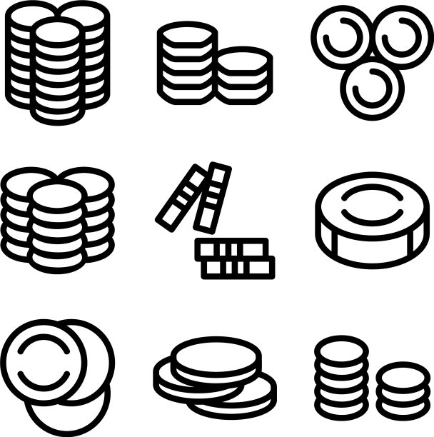 硬币图标或标志孤立标志符号图片下载