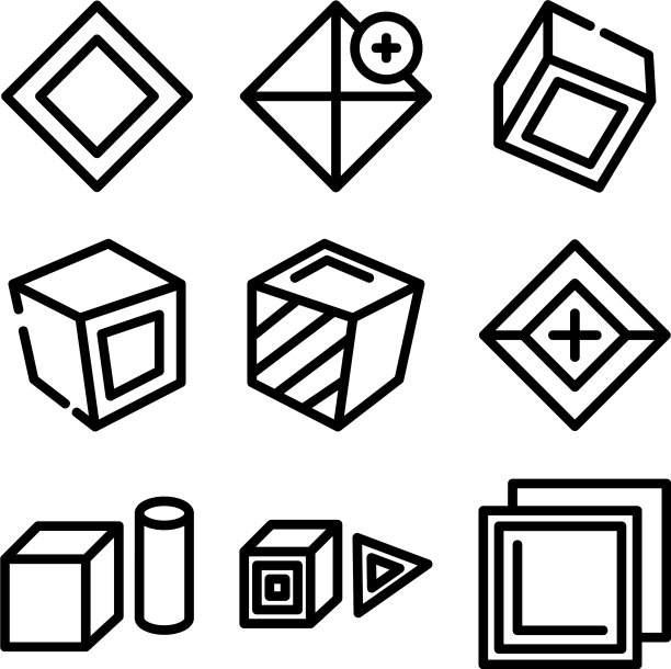 立方体图标或标志孤立符号符号图片下载