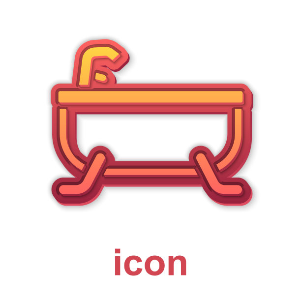 金色浴缸图标孤立在白色背景图片下载