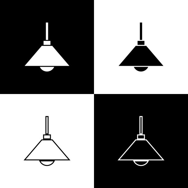 设置灯悬挂图标隔离在黑白图片下载