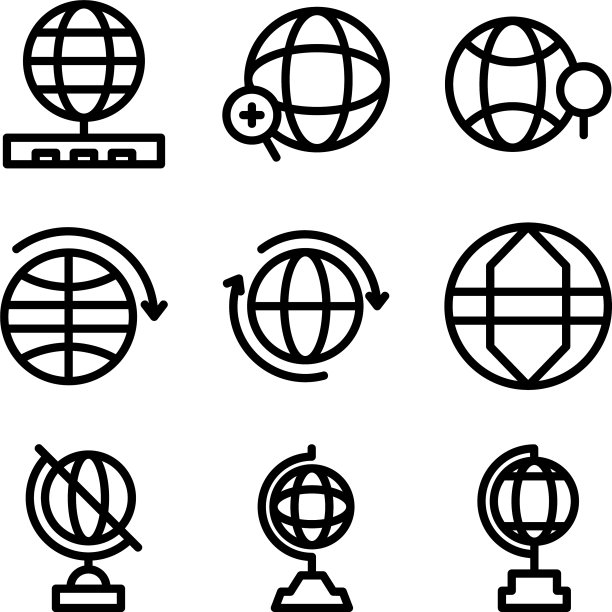 地球仪图标或标志孤立标志符号图片下载