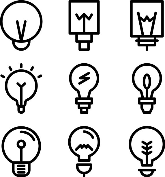 灯泡图标或标志孤立标志符号图片下载