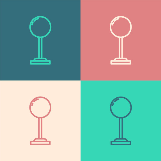 波普艺术线落地灯图标孤立的颜色图片下载