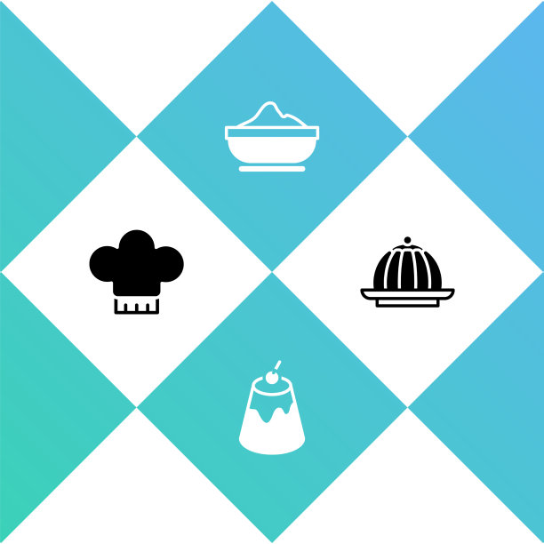 设置厨师帽布丁蛋奶粉碗和图标图片下载